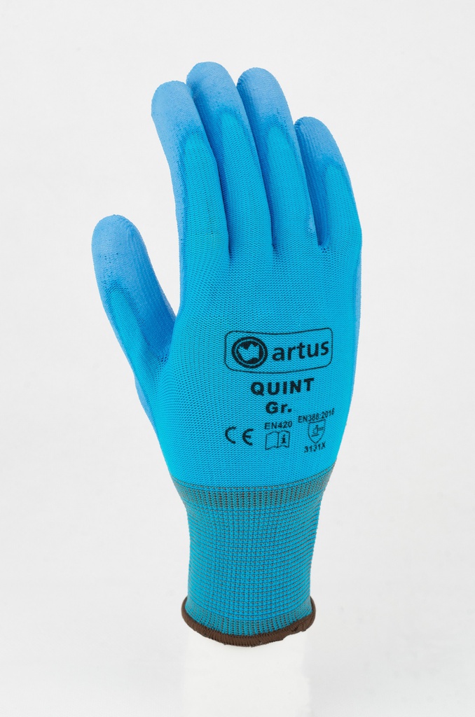 Montage-Strickhandschuh PU 13 G Artus Quint, 12 Paar, 11, hellblau