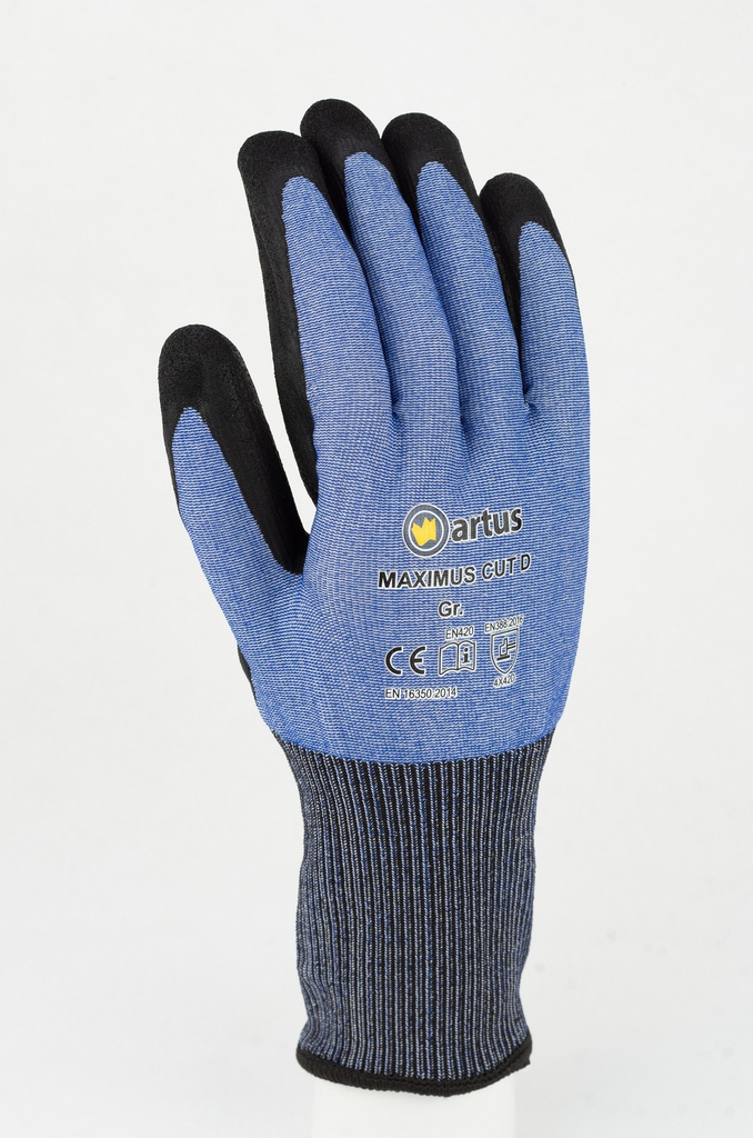 Schnitt-Strickhandschuh blau Artus Maximus Cut D, 12 Paar, 9, blau